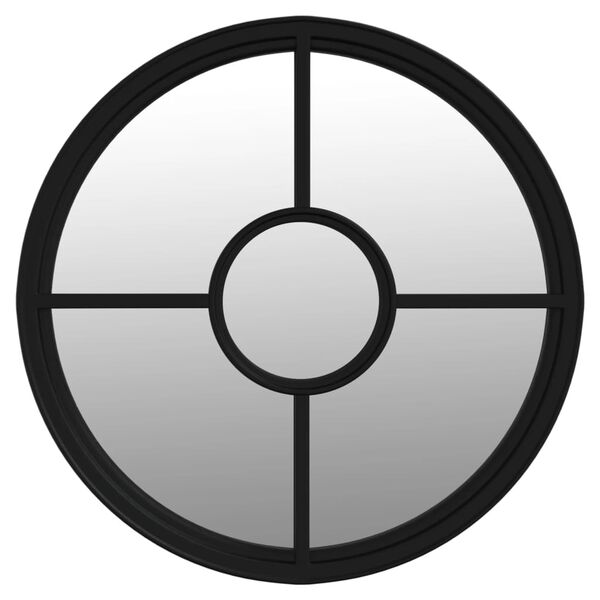 vidaXL Garden Mirror Black 60x4 cm Iron Round for Outdoor Use