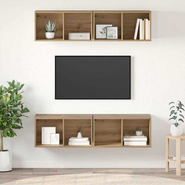 vidaXL TV Cabinet Set Wall-mounted 4 pcs Artisan Oak 37 x 37 x 72 cm