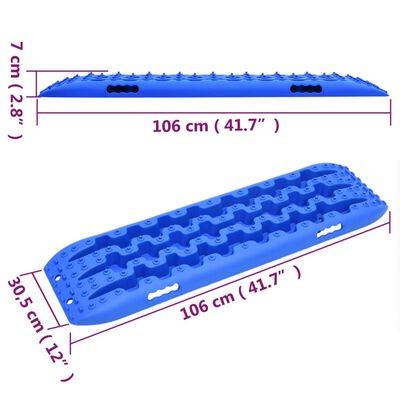 vidaXL Traction Boards 2 pcs Blue 106x30.5x7 cm Nylon