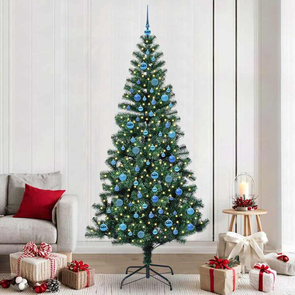 vidaXL Artificial Pre-lit Christmas Tree Green 240 cm PVC and Metal