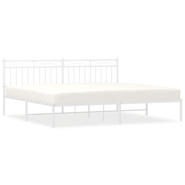 vidaXL Metal Bed Frame without Mattress with Headboard White 193x203cm