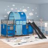 vidaXL Kids'Loft Bed Frame with Curtains, Arch, Slide Black and Blue