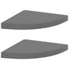 vidaXL Floating Corner Shelves 2 pcs High Gloss Grey 35x35x3.8 cm MDF