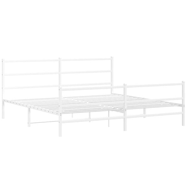 vidaXL Metal Bed Frame without Mattress with Footboard&nbsp;White 193x203cm