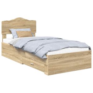 vidaXL Bed Frame with Headboard Sonoma Oak 70 x 190 cm Engineered Wood