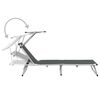 vidaXL Folding Sun Loungers with Roof 2 pcs Aluminium&Textilene Grey