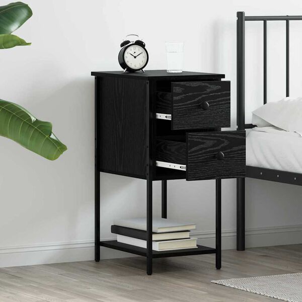 vidaXL Bedside Cabinet 2 pcs Black oak 32 x 42 x 70 cm Engineered wood