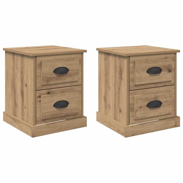 vidaXL Bedside Cabinet with Drawer 2 pcs Artisan Oak 39 x 39 x 47.5 cm