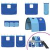 vidaXL Kids'Loft Bed Frame with Curtains, Arch, Slide White and Blue
