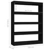 vidaXL Book Cabinet/Room Divider Black 100x30x135.5 cm Solid Pinewood