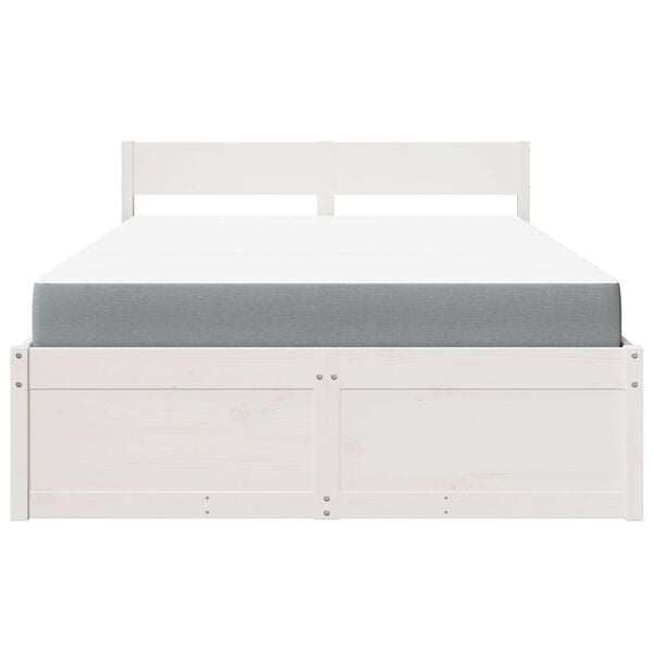 vidaXL Bed with Drawers and Mattress White 140x190 cm Solid Wood Pine