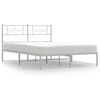 vidaXL Metal Bed Frame without Mattress with Headboard White 150x200cm