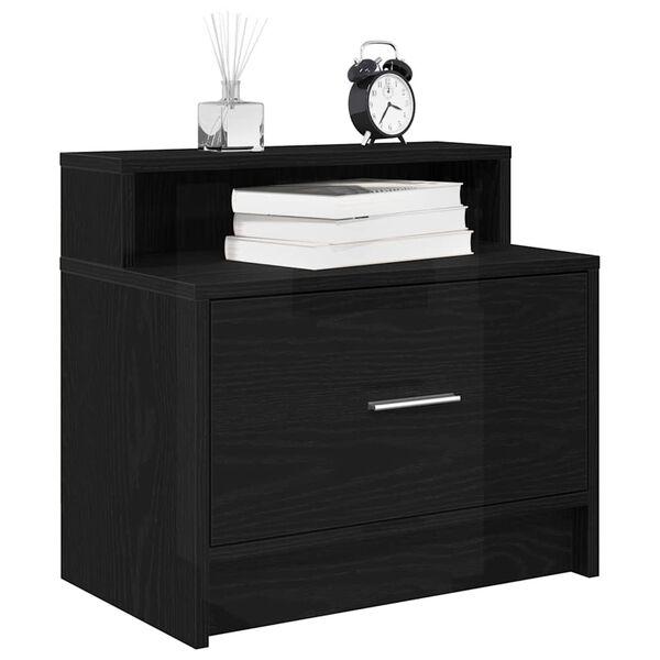 vidaXL Bedside Cabinets with Drawer 2 pcs Black Oak 51x31x47 cm