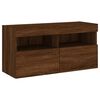 vidaXL TV Wall Cabinet with LED Lights Brown Oak 80x30x40 cm
