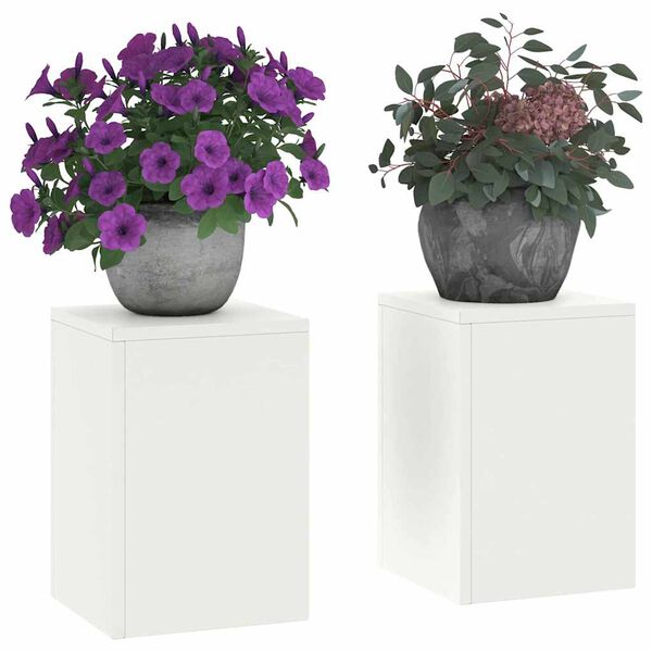 vidaXL Plant Stand 2 pcs White 24 x 24 x 35 cm Steel