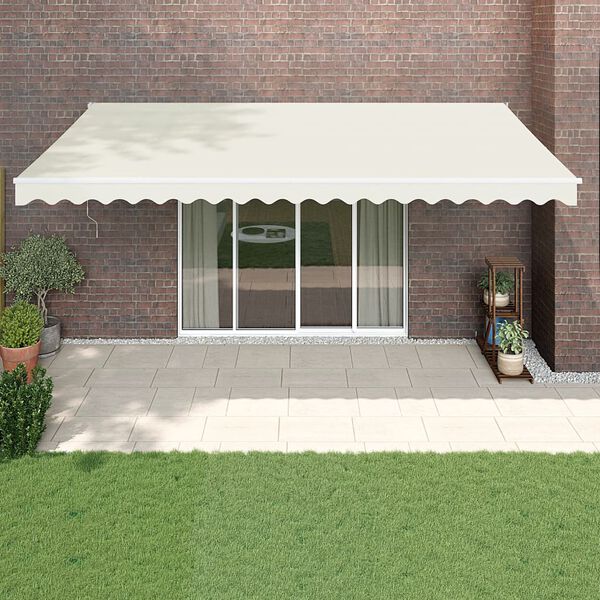 vidaXL Retractable Awning Cream 5x3 m Fabric and Aluminium