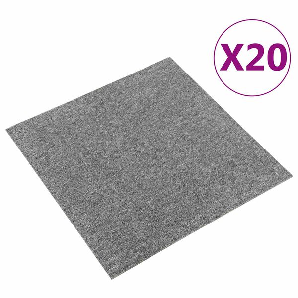 vidaXL Carpet 20 pcs Grey 50 x 50 cm 100% Polypropylene