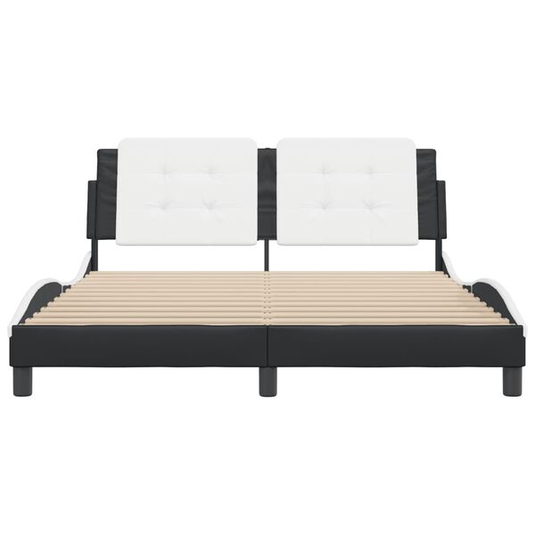 vidaXL Bed Frame without Mattress "Zadar" Black and White 160x200 cm Faux Leather
