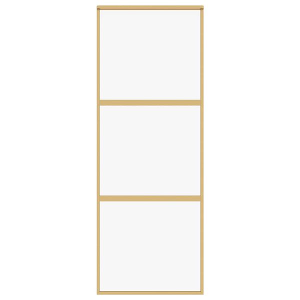 vidaXL Sliding Door Gold 76x205 cm Clear ESG Glass and Aluminium