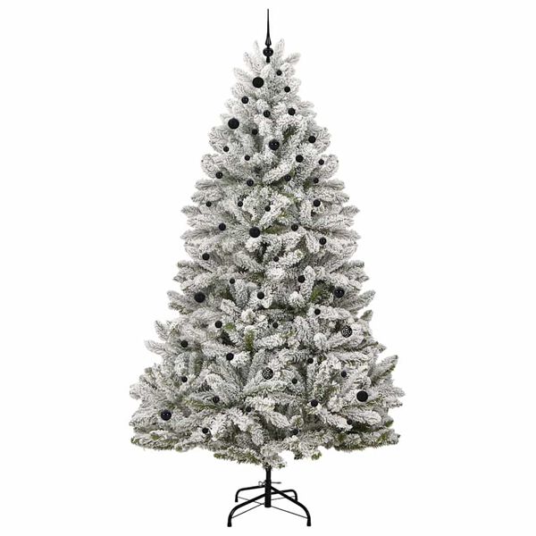 vidaXL Artificial Christmas Tree Green and White 270 cm PVC and Metal
