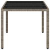 vidaXL Garden Table with Glass Top Light Grey 150x90x75 cm Poly Rattan