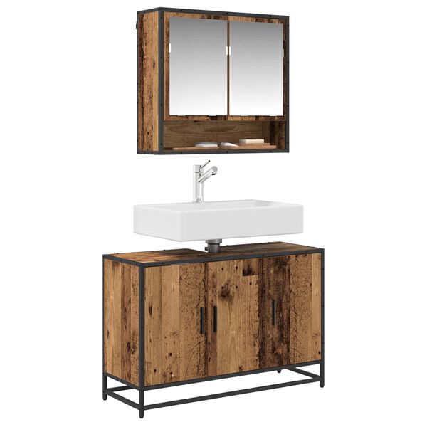 vidaXL Bathroom Cabinet Old Wood 90 x 33 x 60 cm Engineered Wood