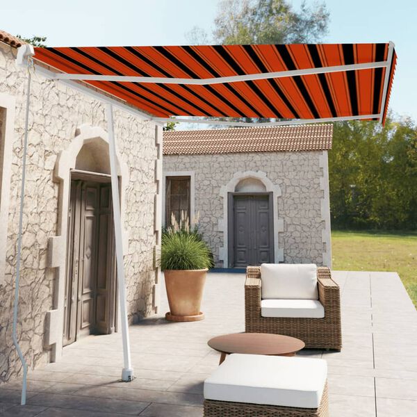 vidaXL Freestanding Manual Retractable Awning 300x250 cm Orange/Brown