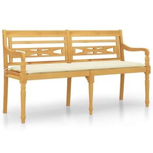 vidaXL Bench | Cream | Solid teak wood | Large | Durable | Bench | Rectangular