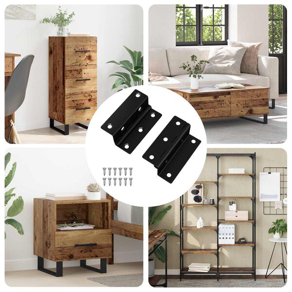 vidaXL Hinge 2 pcs Black 38 x 17 x 60 mm Iron