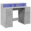 vidaXL Desk with LED Lights Concrete Grey 120x55x91 cm Engineered Wood