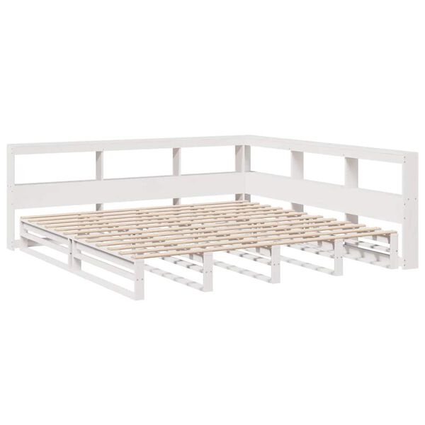vidaXL Bookcase Bed without Mattress White 200x200cm Solid Wood Pine