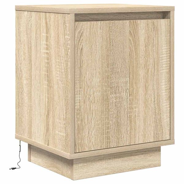 vidaXL Bedside Cabinet with LED Lights&nbsp;Sonoma Oak 38x34x50 cm