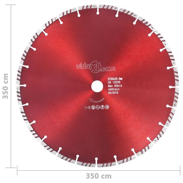 vidaXL Diamond Cutting Disc with Turbo Steel 350 mm