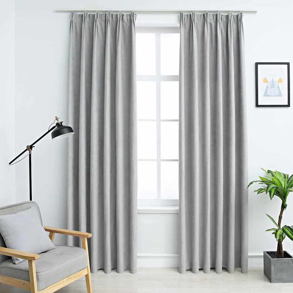 vidaXL Blackout Curtains with Hooks 2 pcs Grey 140x245 cm