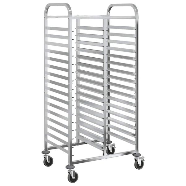 vidaXL Tray Trolley with 32 GN Containers 75x55x162.5 cm Stainless Steel