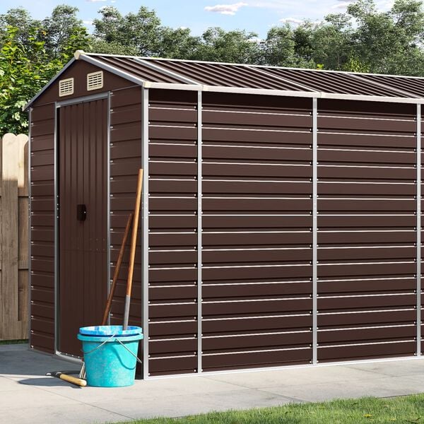 vidaXL Garden Shed Brown 191x980x198 cm Galvanised Steel