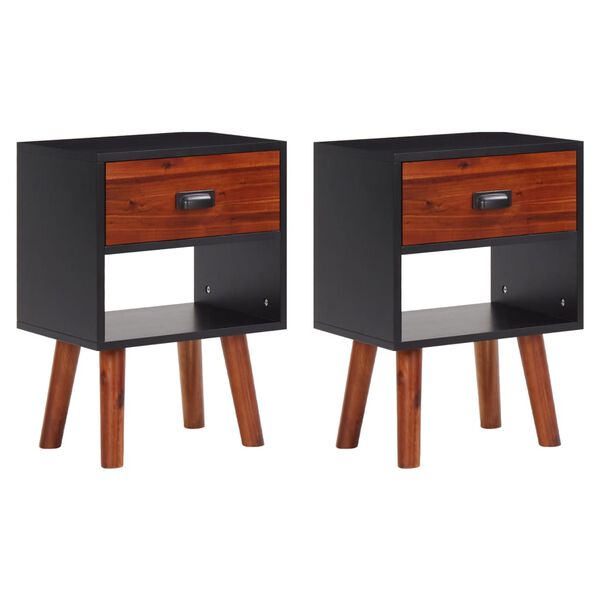 vidaXL Solid Acacia Wood Bedside Cabinets 2 pcs 40x30x57 cm