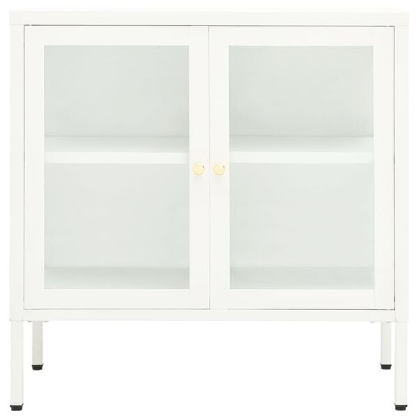 vidaXL Sideboard White 70x35x70 cm Steel and Glass