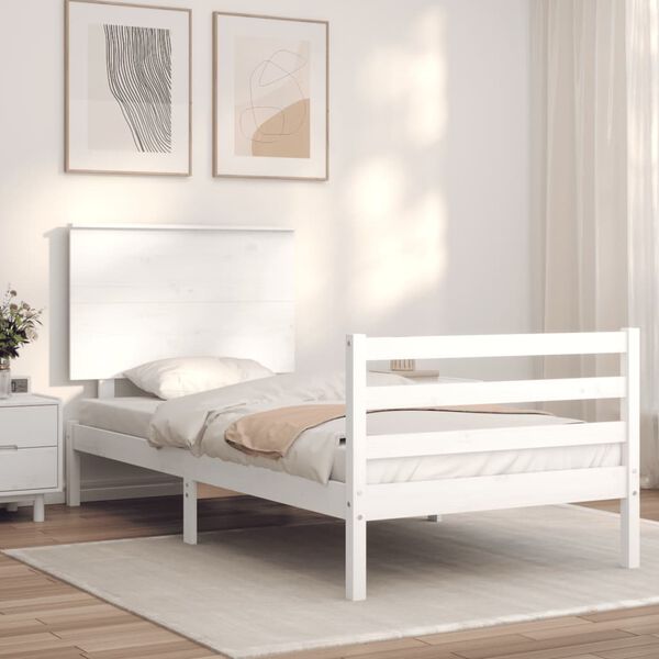 vidaXL Bed Frame without Mattress White 100x200 cm Solid Wood