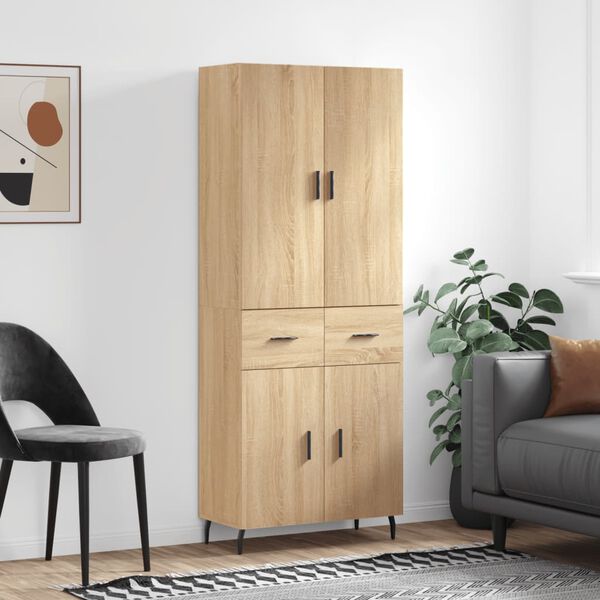 vidaXL Highboard Sonoma Oak 69.5x34x180 cm Engineered Wood