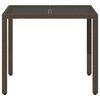vidaXL Garden Table with Glass Top Brown 90x90x75 cm Poly Rattan
