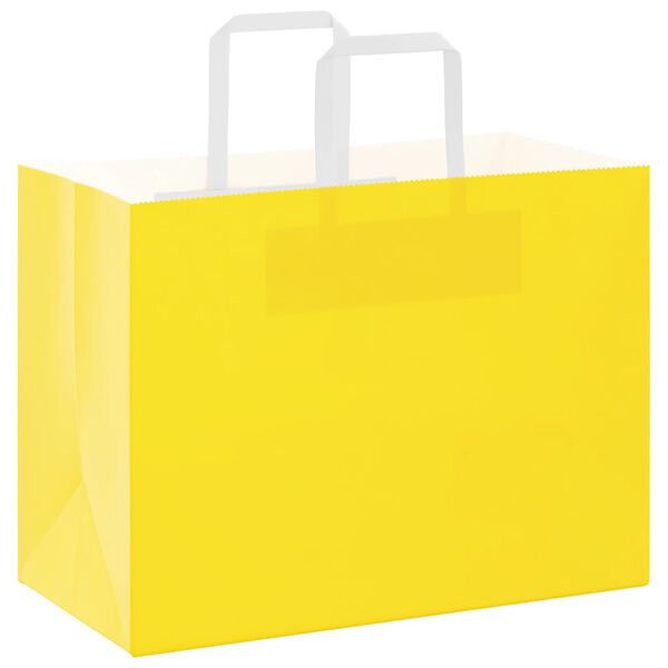 vidaXL Paper Bags 50 pcs with Handles Yellow 32x17x25 cm