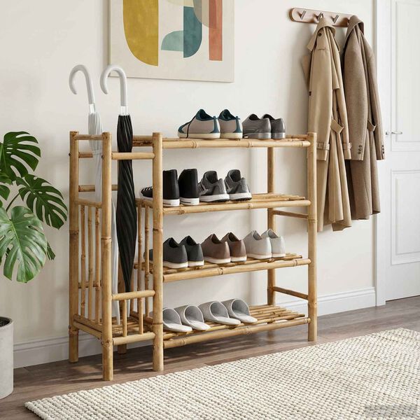 vidaXL Shoe Rack with Shelf Natural 88 x 27 x 80 cm Bamboo