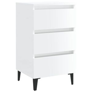 vidaXL Bed Cabinet with Metal Legs High Gloss White 40x35x69 cm