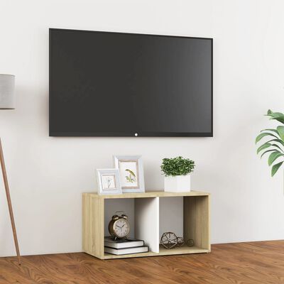 vidaXL TV Cabinet White and Sonoma Oak 72x35x36.5 cm Chipboard