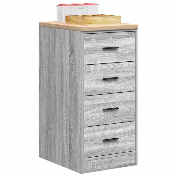 vidaXL Garage Storage Cabinet Grey Sonoma 40x51x85 cm Solid Wood Pine