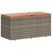 vidaXL Garden Storage Box Grey 110x50x54 cm Poly Rattan Acacia Wood