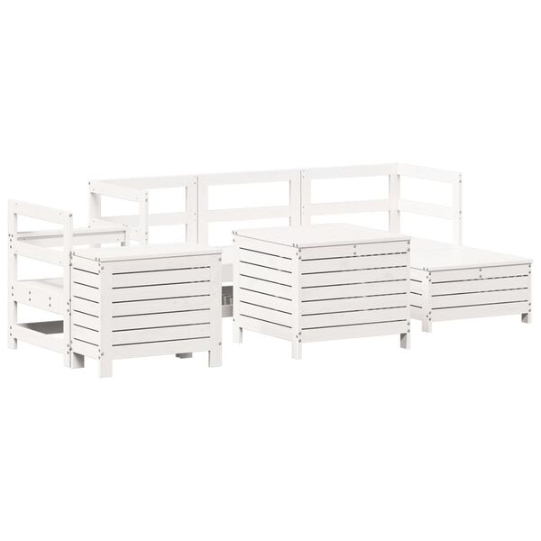 vidaXL 7 Piece Garden Sofa Set White Solid Wood Pine