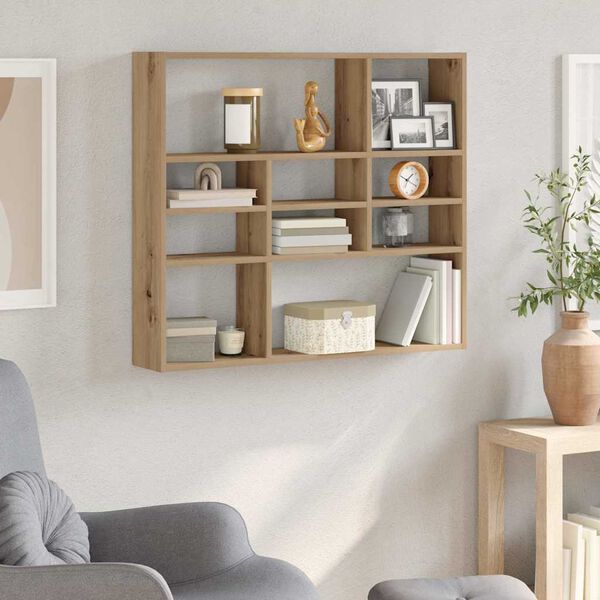 vidaXL Wall Shelf Artisan Oak 90x16x78 cm Engineered Wood