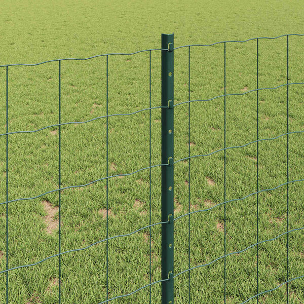 vidaXL Fence with Post Green 1 x 25 m Steel and PVC